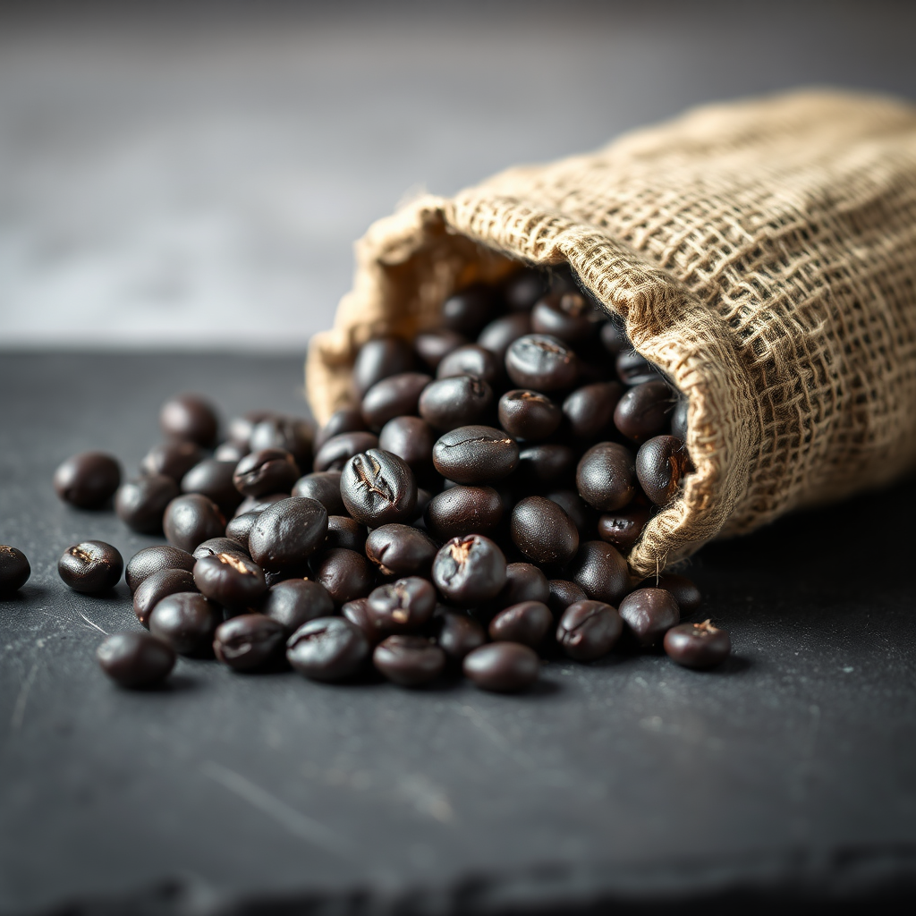 Black beans in a rustic product photo