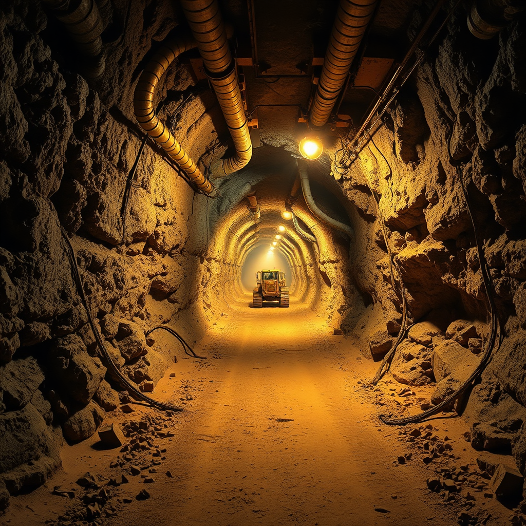 Inside an underground gold mine